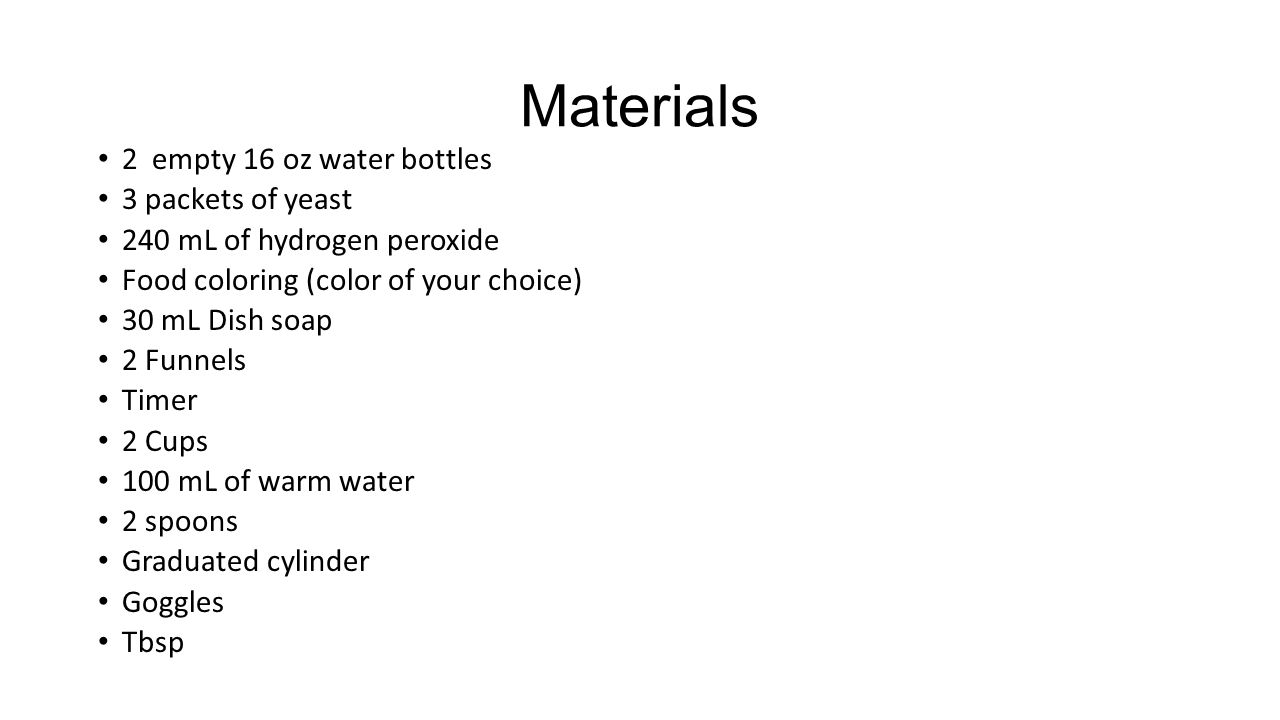 Elephant Toothpaste Problem Statement How Does The Amount Of 5 Materials