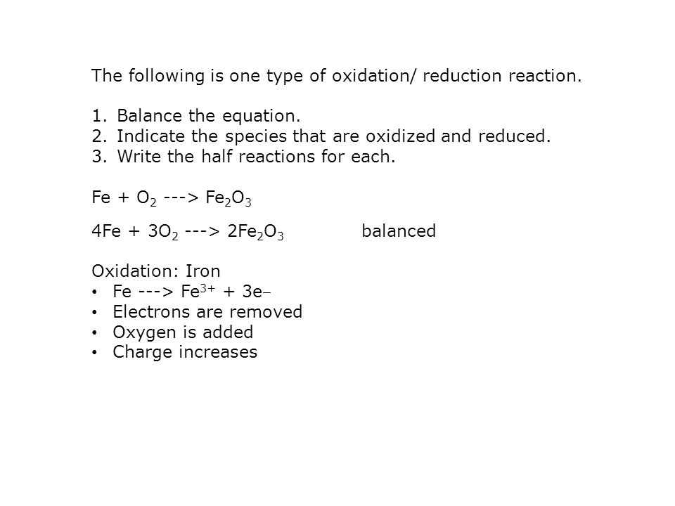 Redox Reactions Examples 1 Synthesis The Following Is One The Following Is One Type Of Oxidation Reduction Reaction