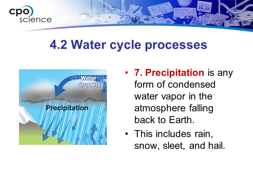 4.2 Water cycle processes 7.