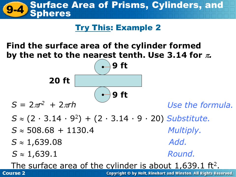 Find the surface area of the cylinder formed by the net to the nearest tenth.