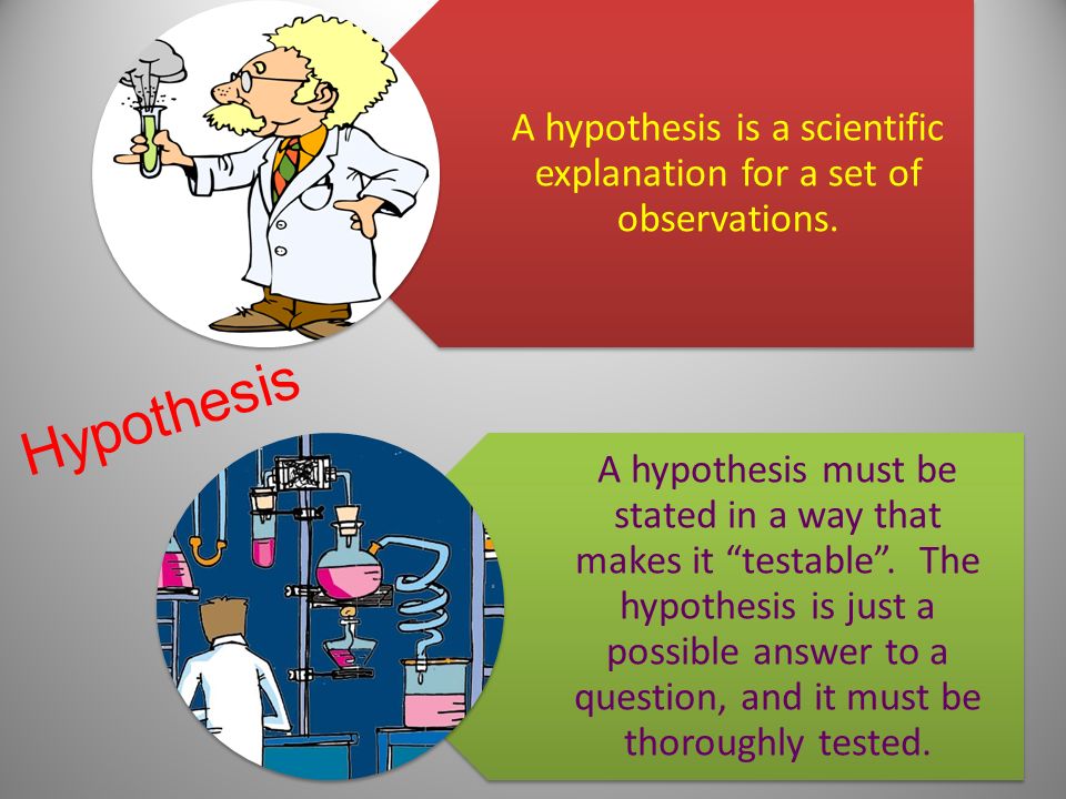 A hypothesis is a scientific explanation for a set of observations.