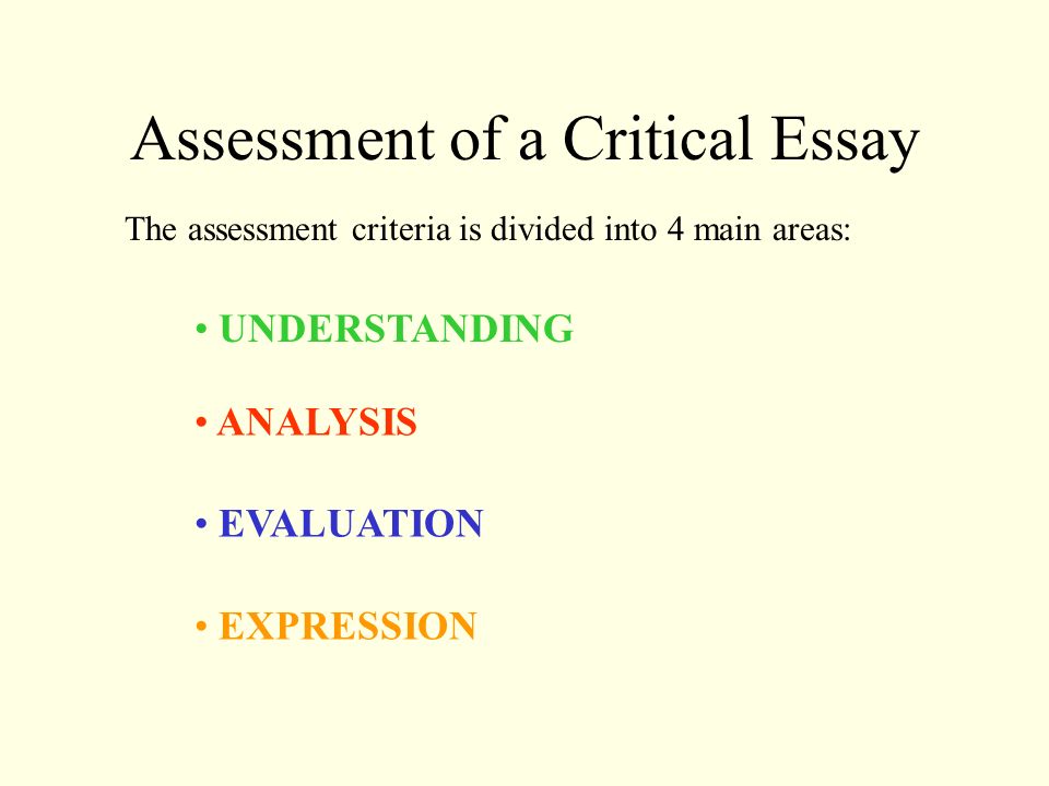 assessing an essay criteria Writing guide 1: writing an assessed essay who should use this guide in assessing your work, the examiners will be looking for evidence that. assessing an essay criteria Writing guide 1: writing an assessed essay who should use this guide in assessing your work, the examiners will be looking for evidence that.