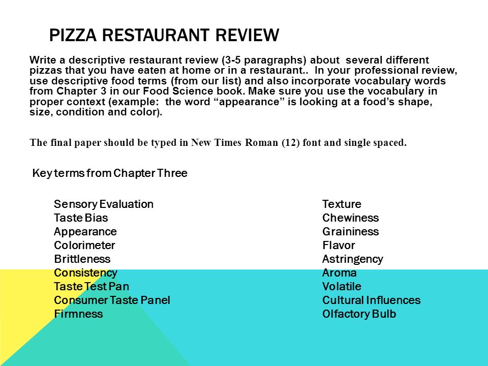 Descriptive Food Essay