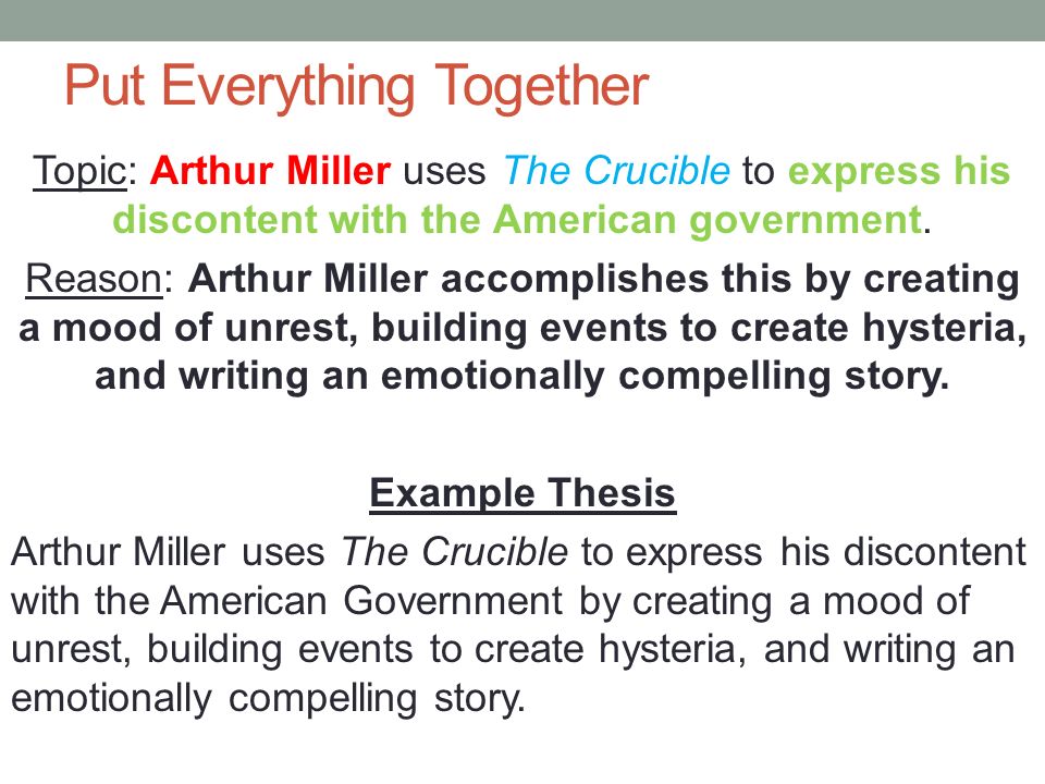 Thesis statement on arthur miller