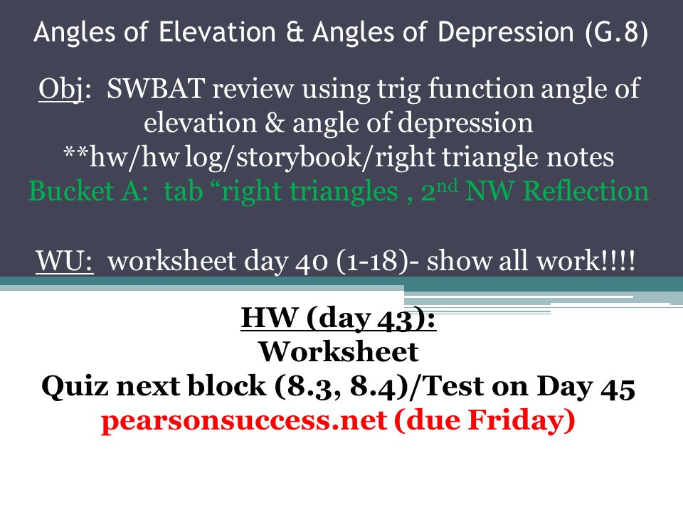 Angles Of Elevation Depression G 8 Obj Swbat Review 1 Angles