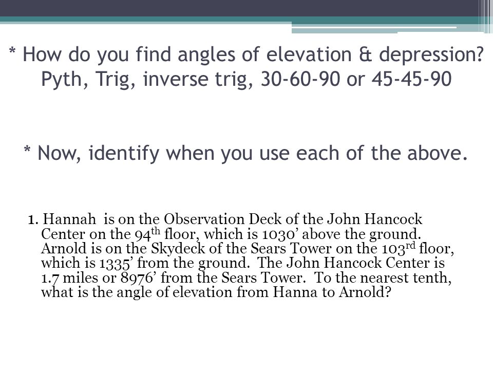 Angles Of Elevation Depression G 8 Obj Swbat Review How Do You Find Angles Of Elevation Depression