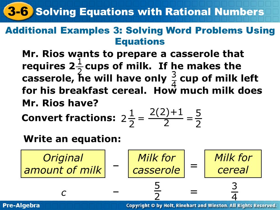 Solving Rational Equations Word Problems