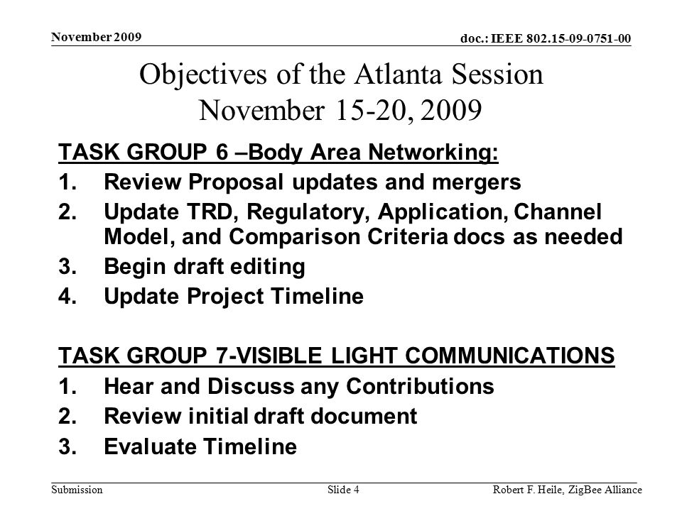 doc.: IEEE Submission November 2009 Robert F.