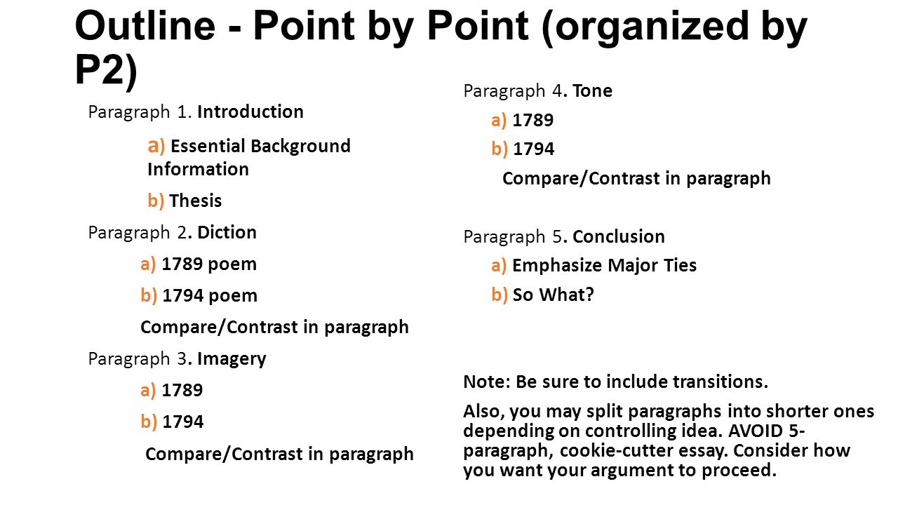 Compare and contrast poem essay outline