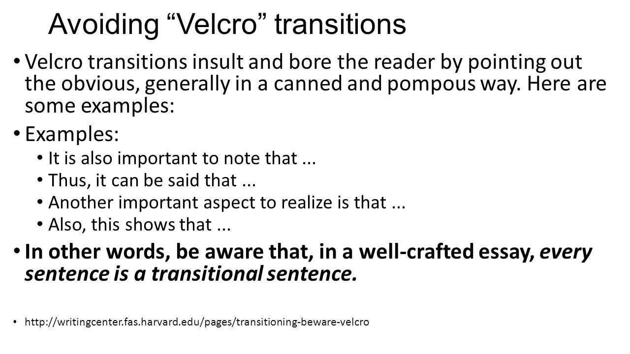 transition sentences examples for essays