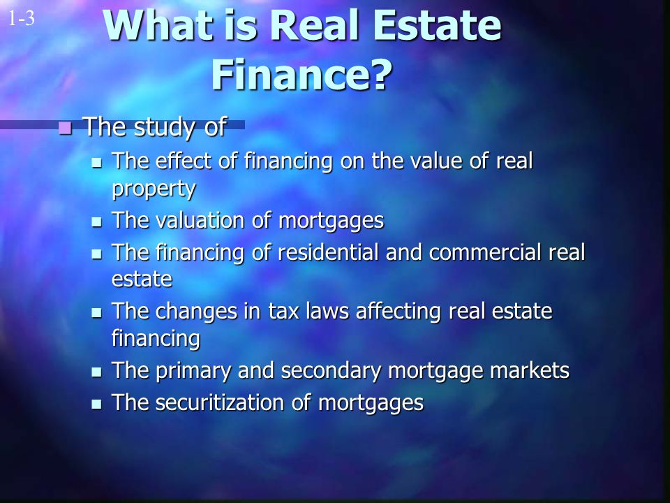 What is Real Estate Finance.