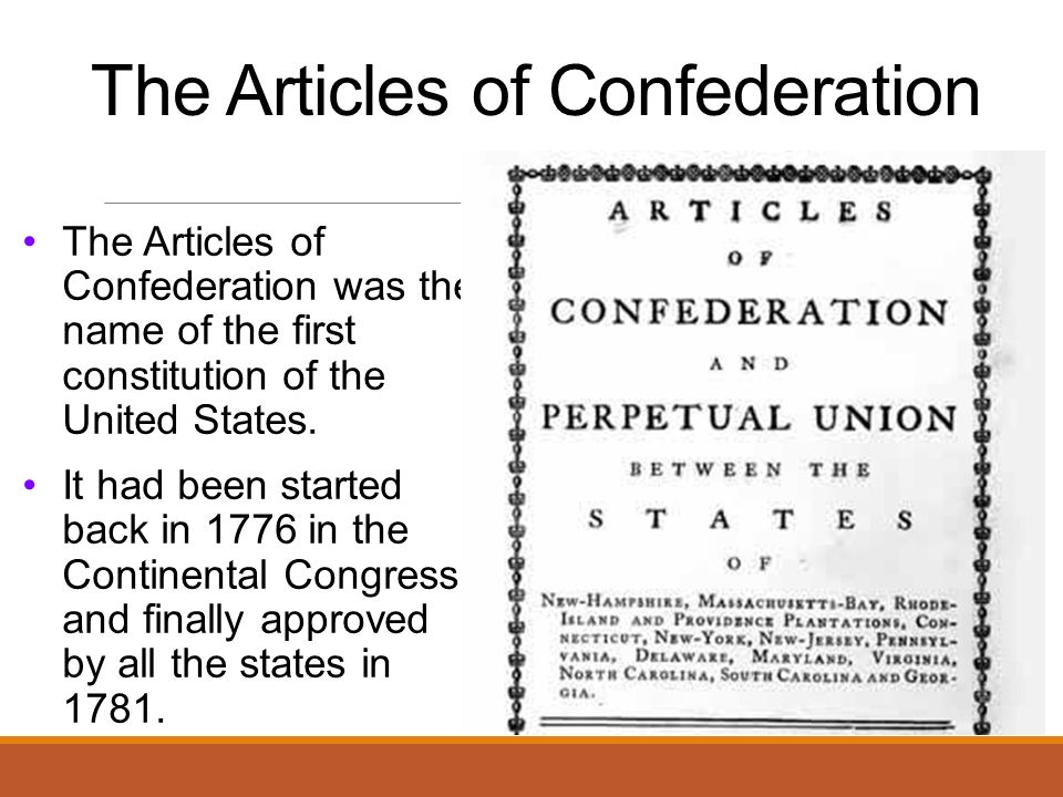 a history on the articles of confederation and constitution in united states a history on the articles of confederation and constitution in united states
