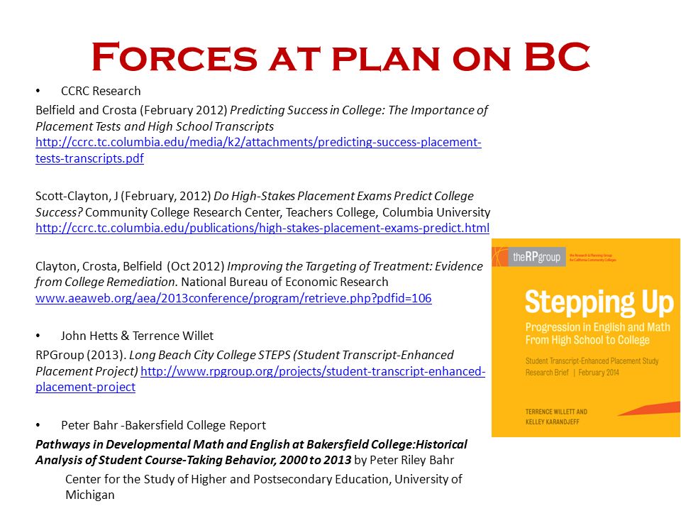 Likelihood Of Completion Depends On Level Unpreparedness Ccrc Research Belfield And Crosta February 2017 Predicting Success In College The Importance