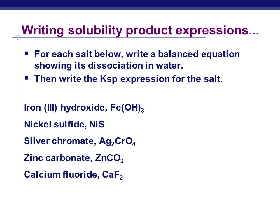 Solubility Equilibria Do We All Nitrogenous Wastes Are Writing Solubility Product Expressions