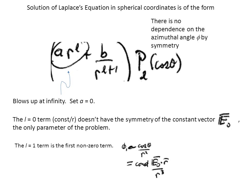 Lectric Ellipsoid Section 8 Sphere In A Uniform Solution Of Laplace S Equation In Spherical Coordinates Is The Form Up At Infinity