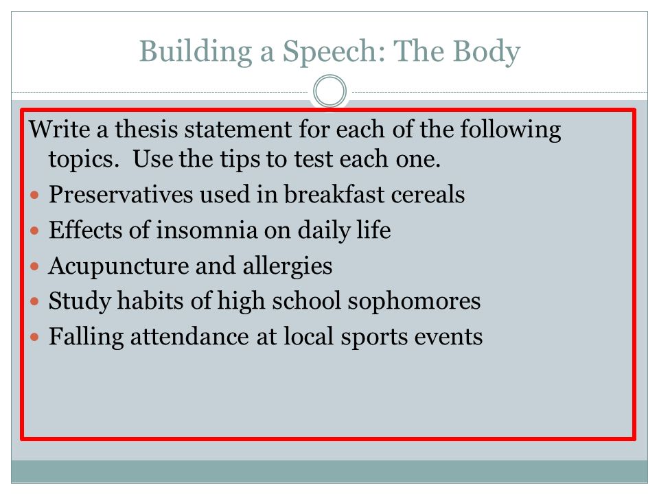Sample speech thesis statement for sports