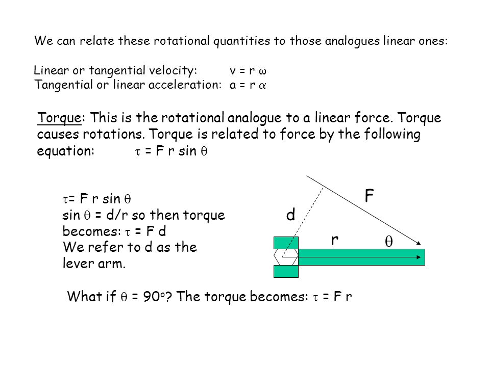 Lab 8 Rotational Dynamicoment Of Inertia Only 4 More To Go We Can Relate These Rotational Quantities To Those Analogues Linear Ones Or Tangential Velocity