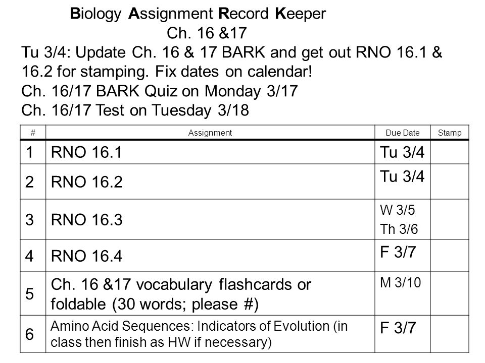 Biology Assignment