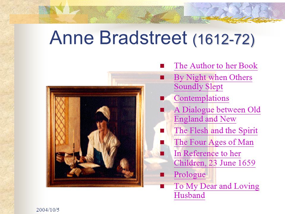 the emotions in the author to her book by anne bradstreet “the author to her book,” by anne bradstreet america’s earliest poet writes about the complex emotions aroused after sending her writing out into the world. the emotions in the author to her book by anne bradstreet “the author to her book,” by anne bradstreet america’s earliest poet writes about the complex emotions aroused after sending her writing out into the world.