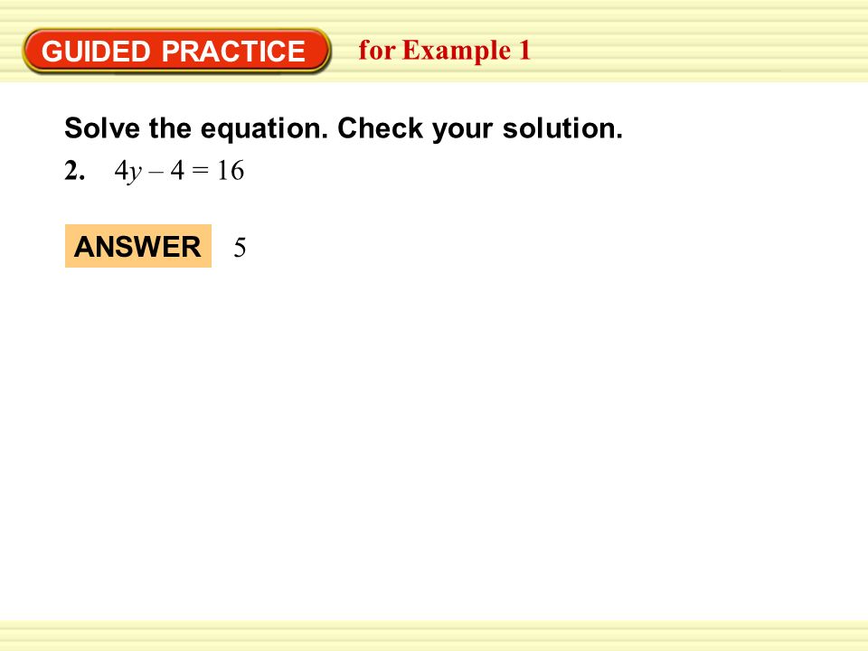 2 3 Solve Two Step Equations You Will Warm Up Exercises Guided Practice For Example 1 Solve The Equation