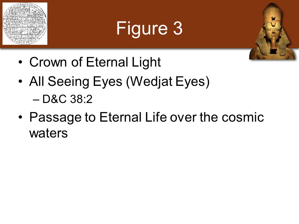 Figure 3 Crown of Eternal Light All Seeing Eyes (Wedjat Eyes) –D&C 38:2 Passage to Eternal Life over the cosmic waters