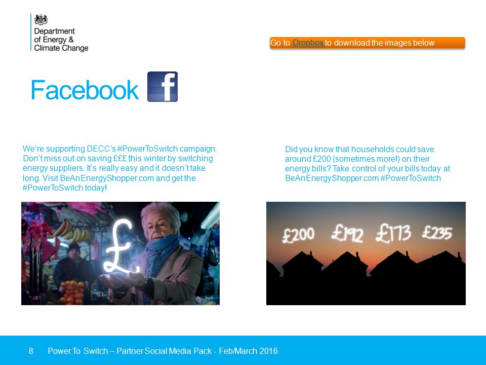 Facebook We’re supporting DECC’s #PowerToSwitch campaign.