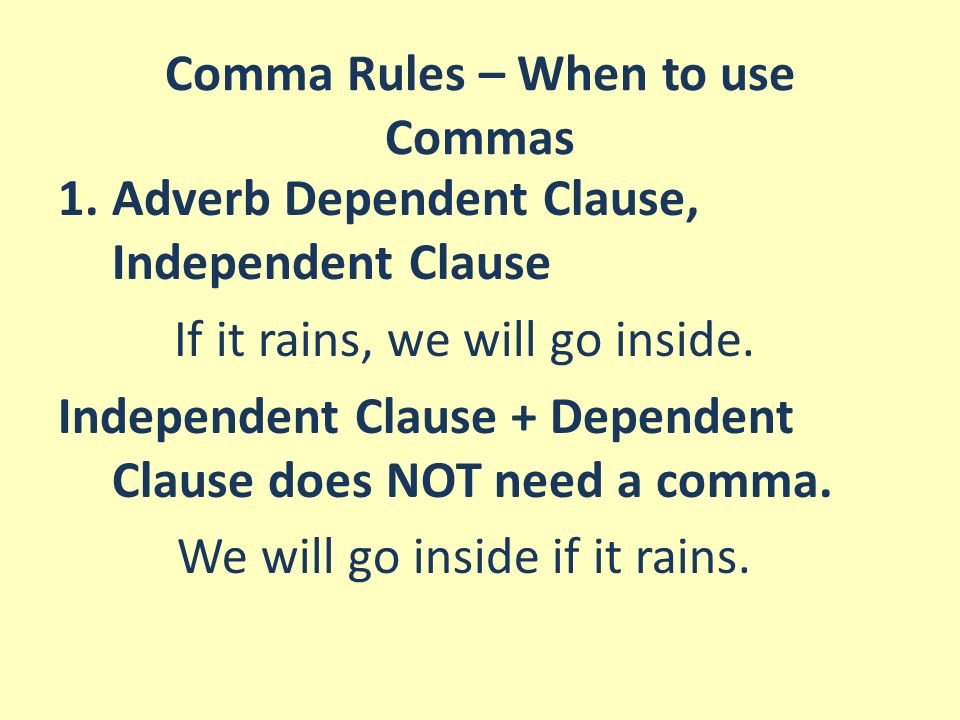 when to use a comma