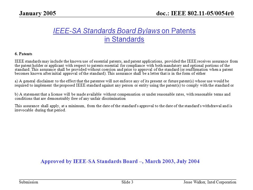 doc.: IEEE /0054r0 Submission January 2005 Jesse Walker, Intel CorporationSlide 3 6.