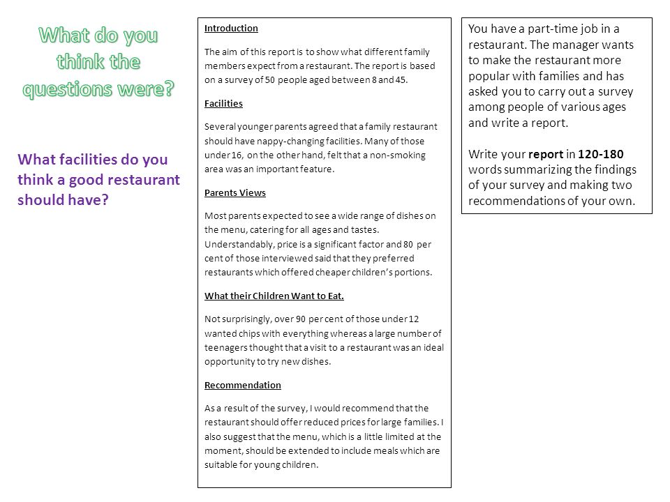 restaurants survey questions