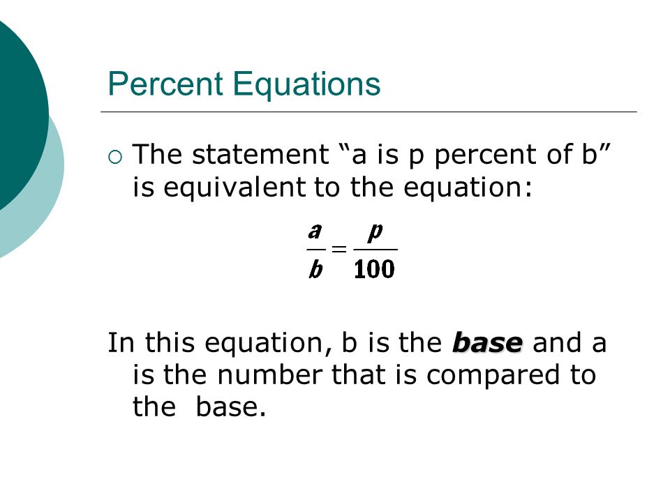 What Is A Percent Equation Talkchannels Chapter 8 4 Solving Percent Equations Objectives I Will Find