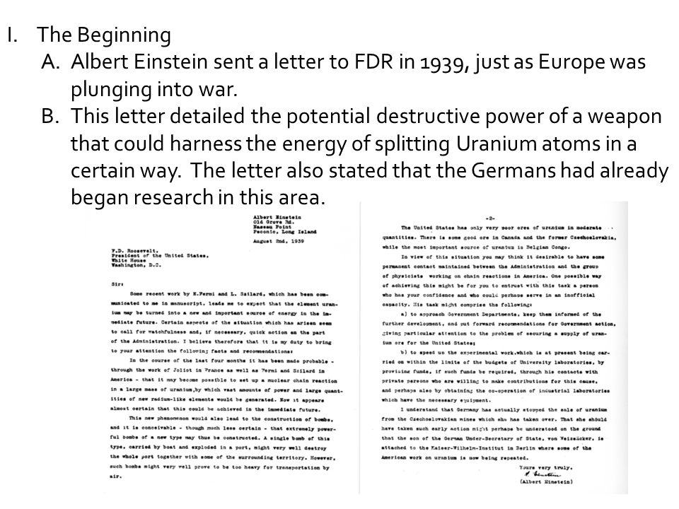 i the beginning a albert einstein sent a letter to fdr in 1939 just einstein letter to fdr