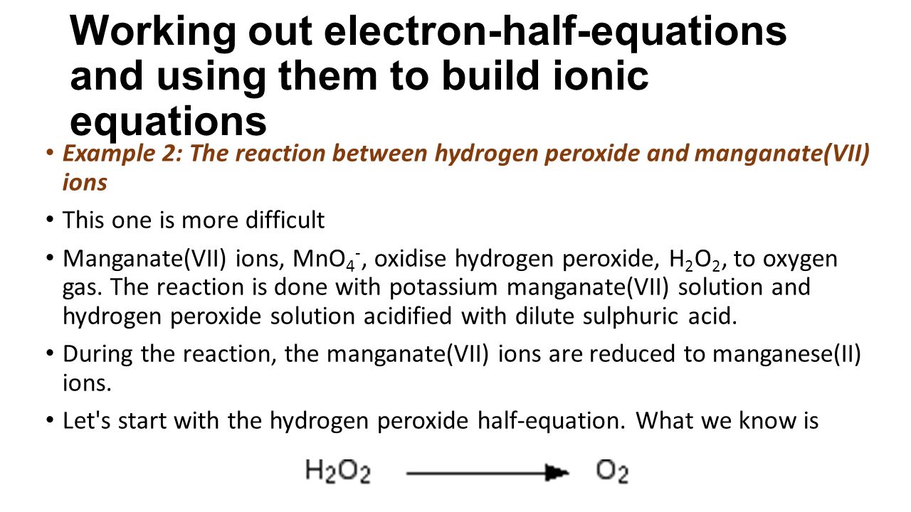 Hydrogen Peroxide Decomposition Half Equation Tessshlo Hydrogen Peroxide Equation Talkchannels