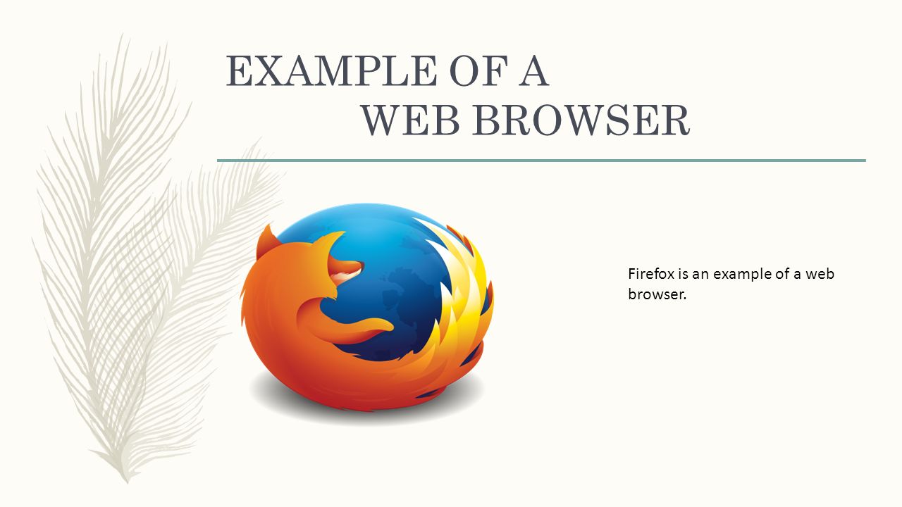 EXAMPLE OF A WEB BROWSER Firefox is an example of a web browser.