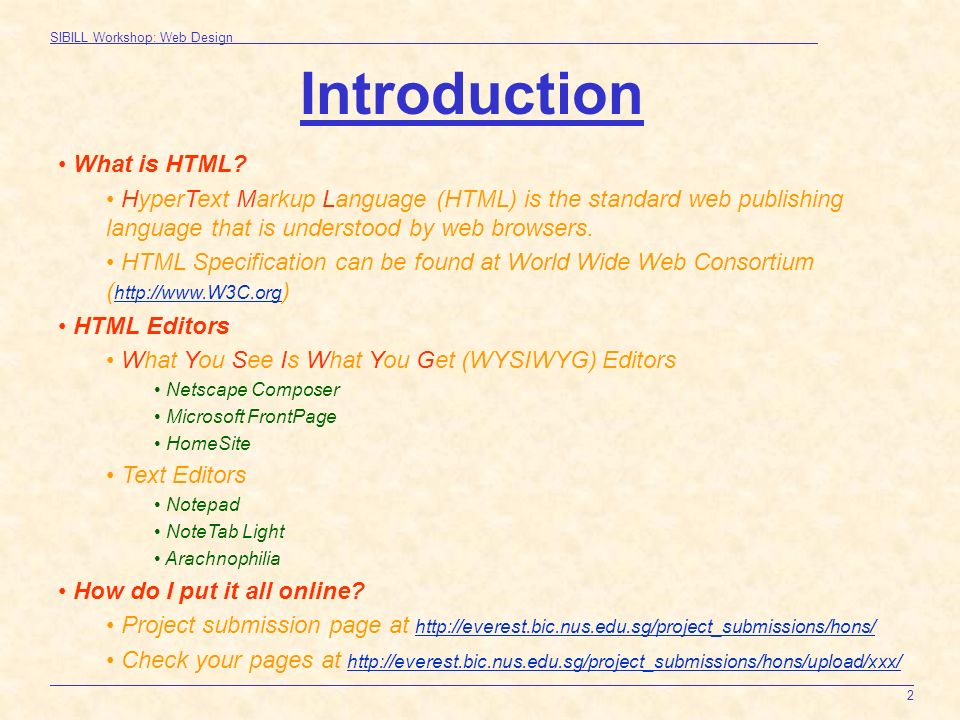project front page design online