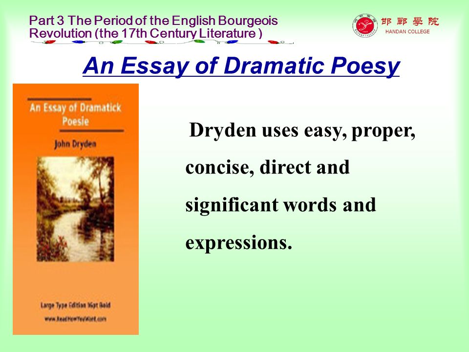 essay on dramatic poesy by john dryden essay on dramatic poesy by john dryden