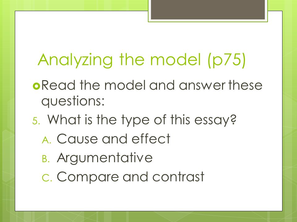 Cause And Effect Model Essay