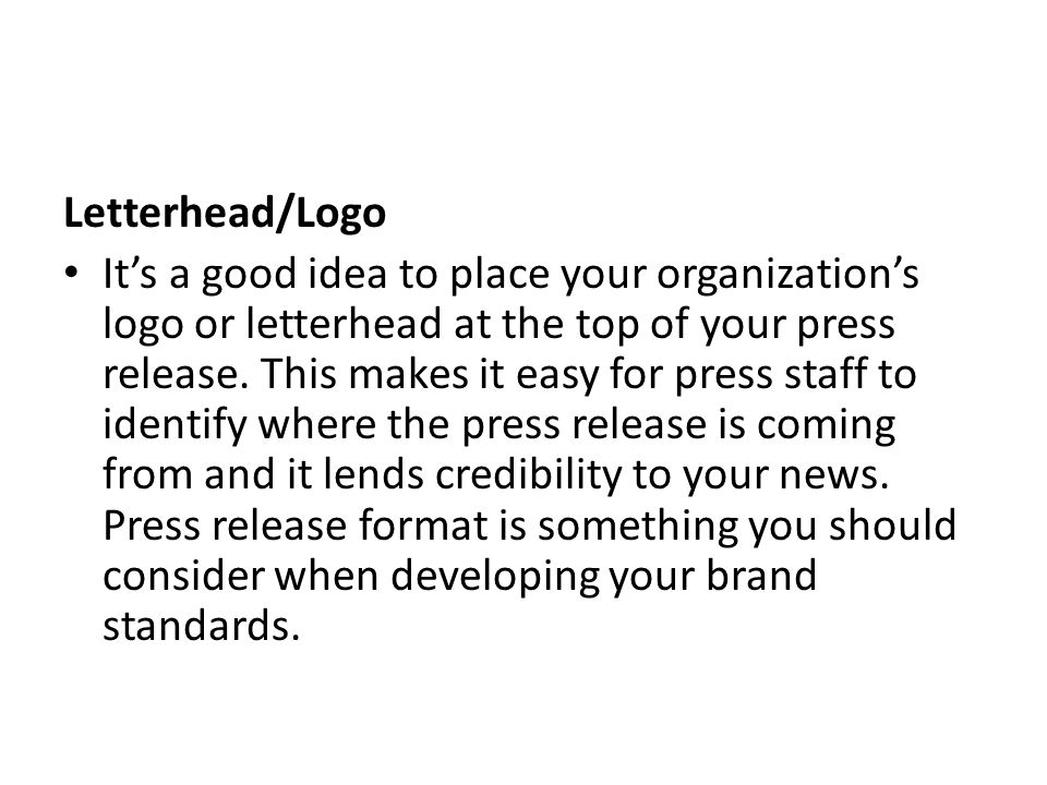 standard press release format