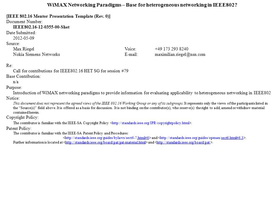 wimax networking paradigms – base for heterogeneous networking in wimax networking paradigms – base for heterogeneous networking in, Presentation templates
