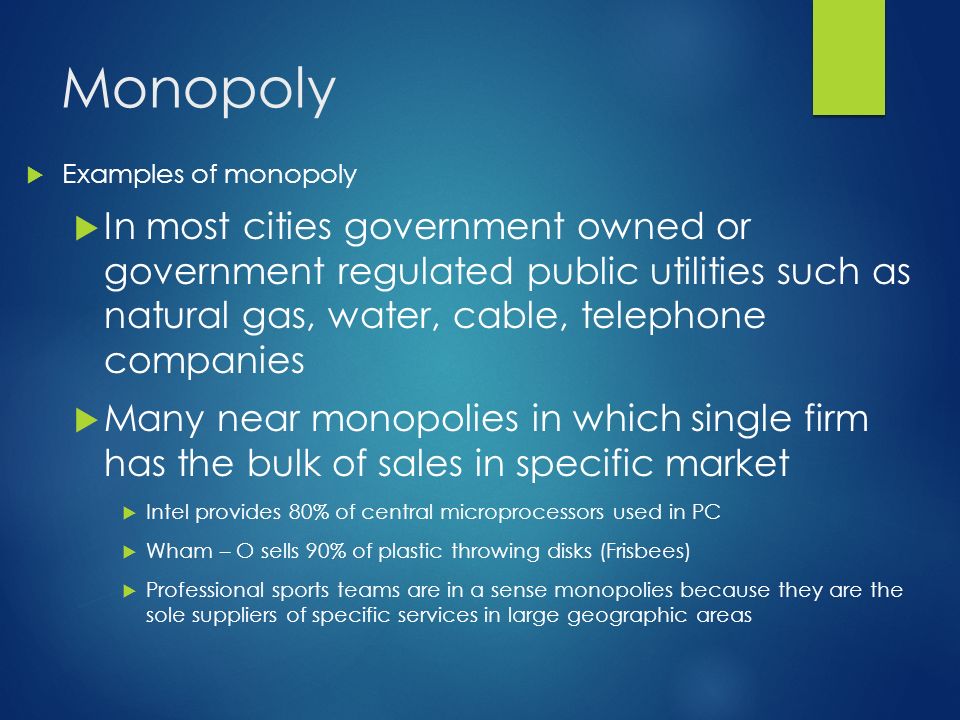 monopoly indian examples Several good examples already given: but your question remains ambiguous do you mean good example of a destructive monopoly, or do you want someone to point out to you a monopoly that is beneficial to people generally, and not just the monopolist. monopoly indian examples Several good examples already given: but your question remains ambiguous do you mean good example of a destructive monopoly, or do you want someone to point out to you a monopoly that is beneficial to people generally, and not just the monopolist.