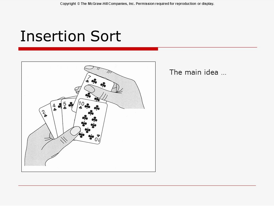 Insertion Sort Copyright © The McGraw-Hill Companies, Inc.