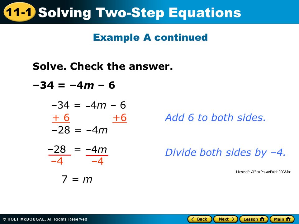 11 1 Solving Two Step Equations Do Now Solve N 9 Z X 11 1 Solving Two Step Equations 34 4m 6