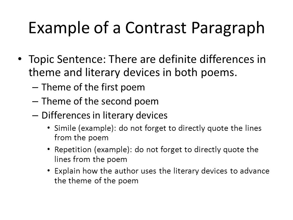 Topics for comparison and contrast paragraphs