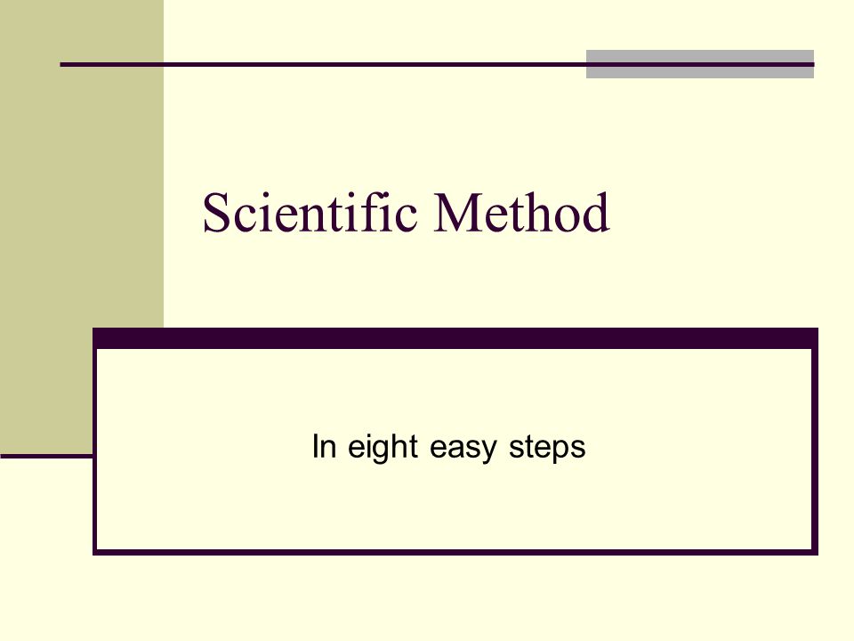 Scientific Method In eight easy steps