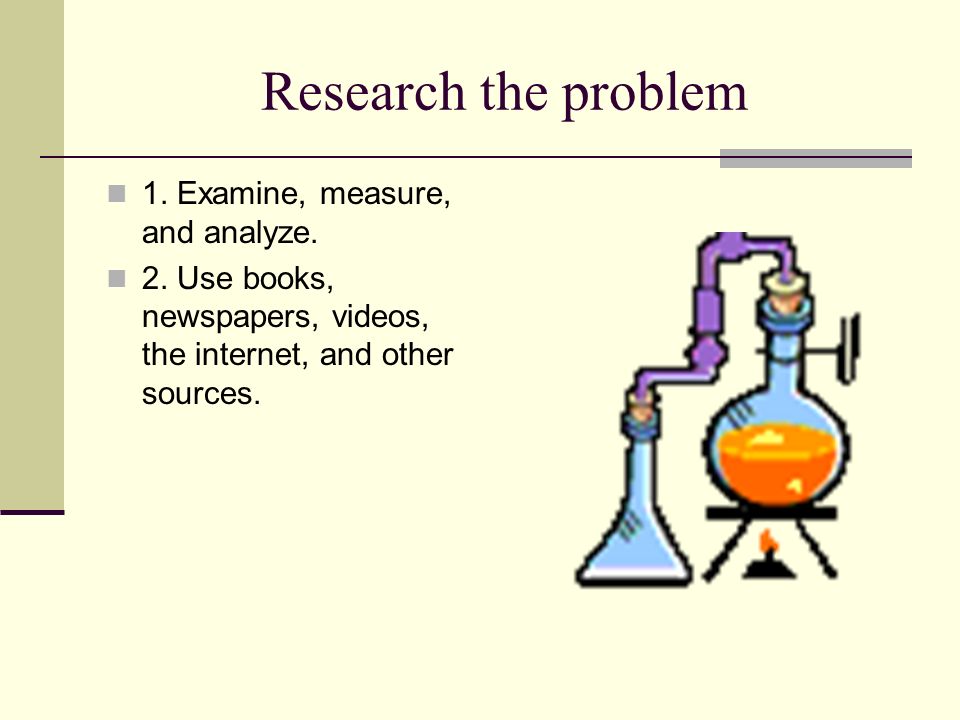 Research the problem 1. Examine, measure, and analyze.
