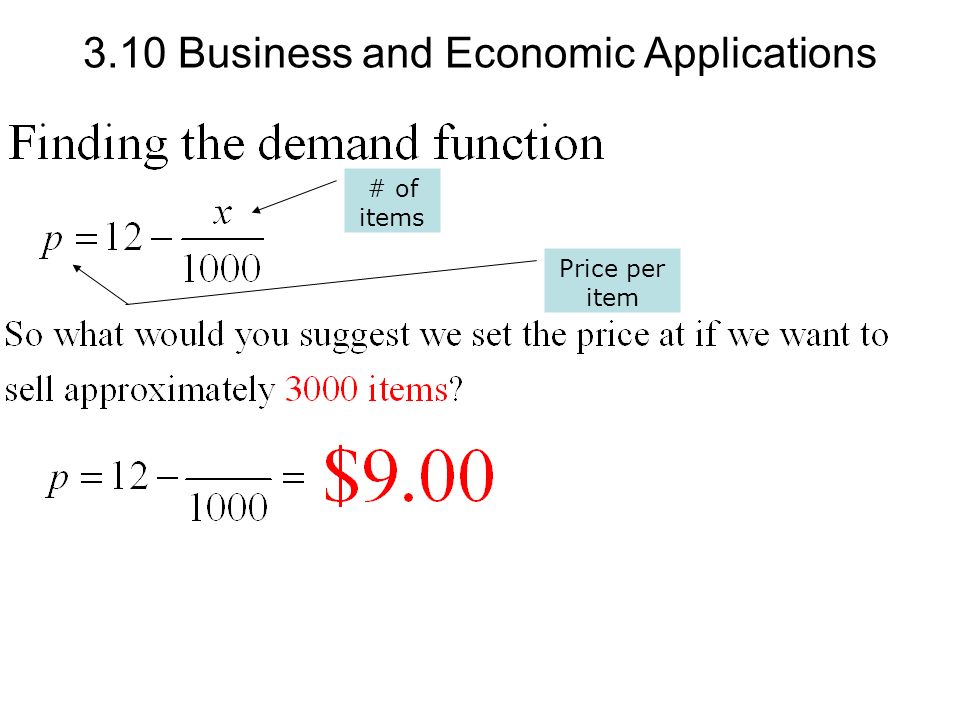 # of items Price per item 3.10 Business and Economic Applications