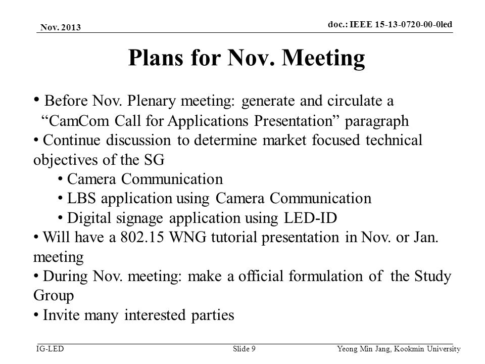 doc.: IEEE vlc IG-LED Plans for Nov.