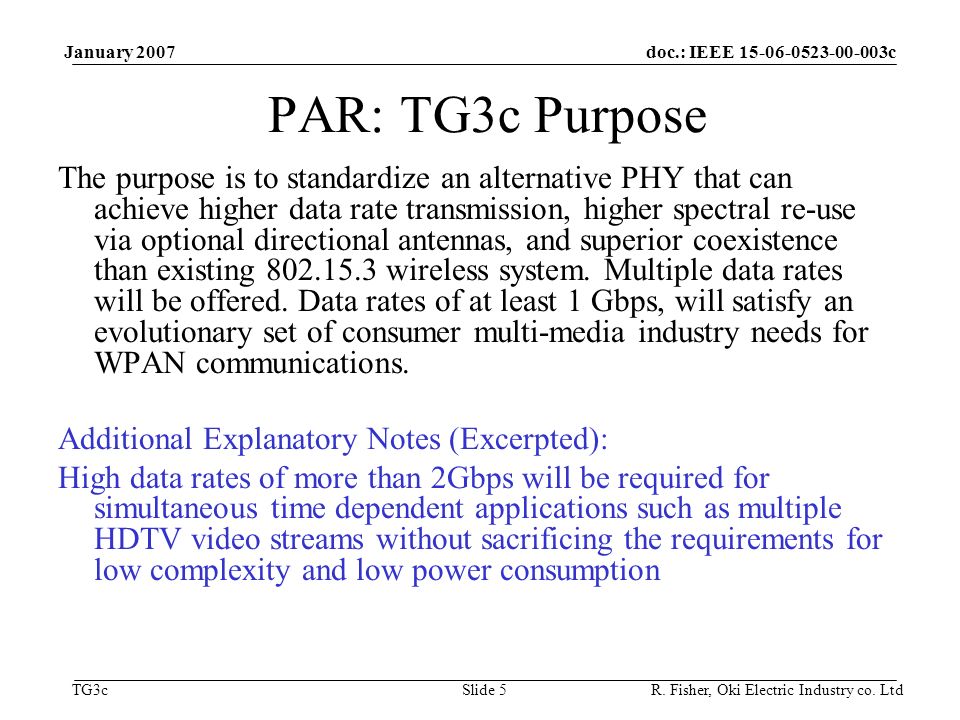doc.: IEEE c TG3c January 2007 R.