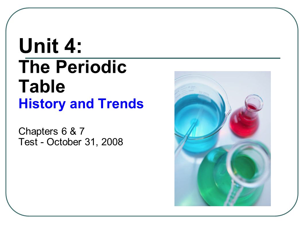 1 unit 4 the periodic table history and trends chapters 6 7 test october 31 2008 - Periodic Table Unit Test 1 unit 4 the periodic table history and trends chapters 6 7 test october 31 2008 - Periodic Table Unit Test