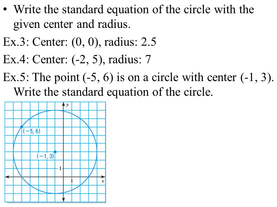Write An Equation Of A Circle With Center 0 And Radius 3 What Is The Equation Of A Circle With Center And Point Given