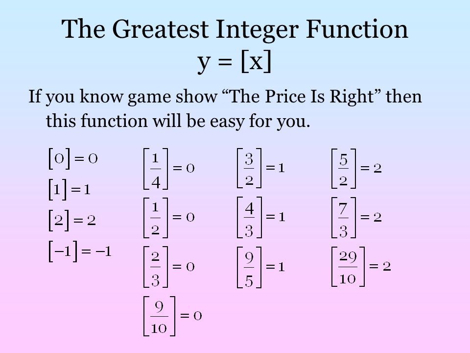 2 4 Graphing Day Greatest Integer Function The Greatest Integer Function 2 The
